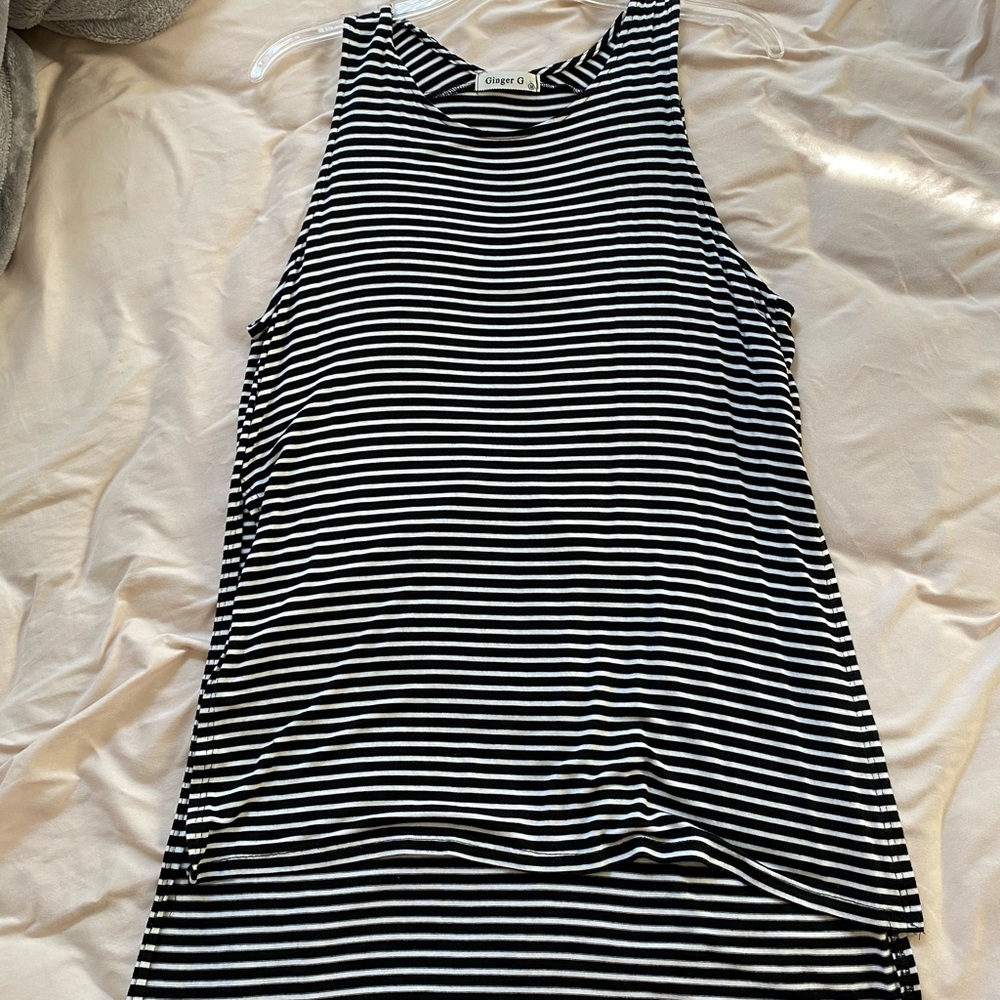Ginger G - long stripped high-low tank